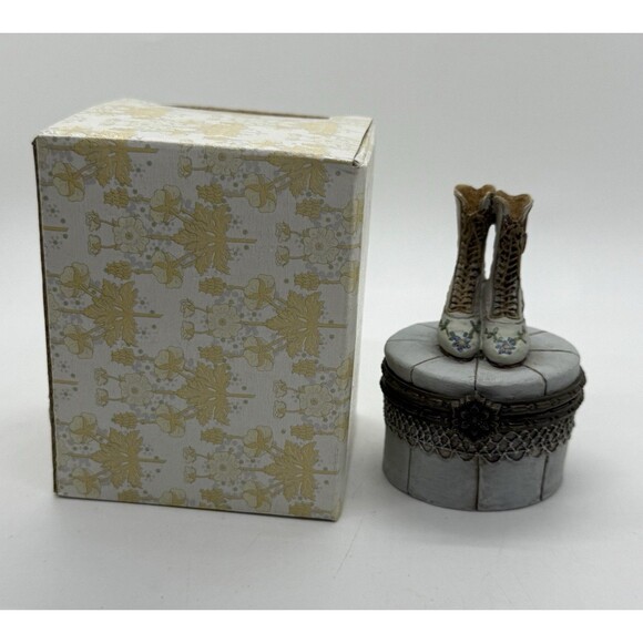 1999 Victorian Collection Jewelry New Box Hinged Trinket Boots Vintage Nostalgic - Picture 1 of 14